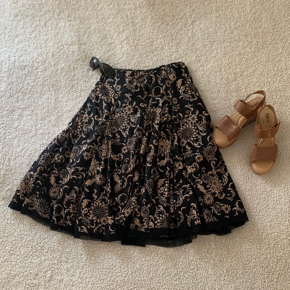 Apt. 9 Circle Skirt , Boho Print, size 6 100% Cotton EUC